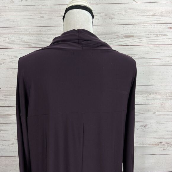 Sun Kim Joann Tunic Size Small Purple Cowl Neck Long Sleeve Pocket - Picture 6 of 9